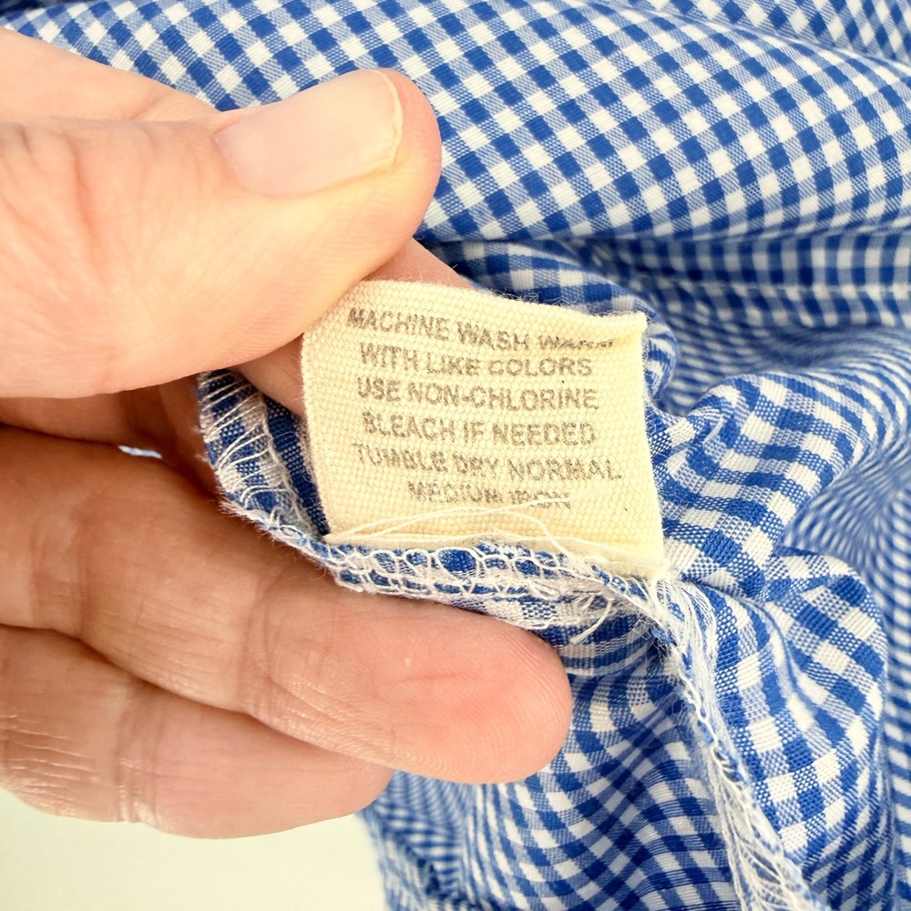 Jennifer + Grace Blue Gingham Embroidered Tassel Boho Top White Small Peasant - Picture 7 of 10
